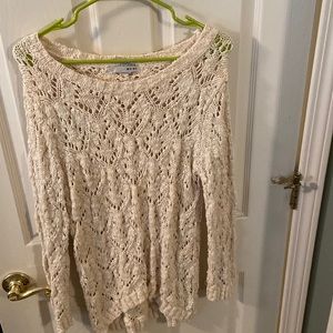 Women’s cream colored sweater/sweater dress. Size Large.